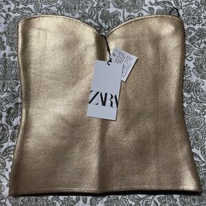 ZARA gold metallic top
